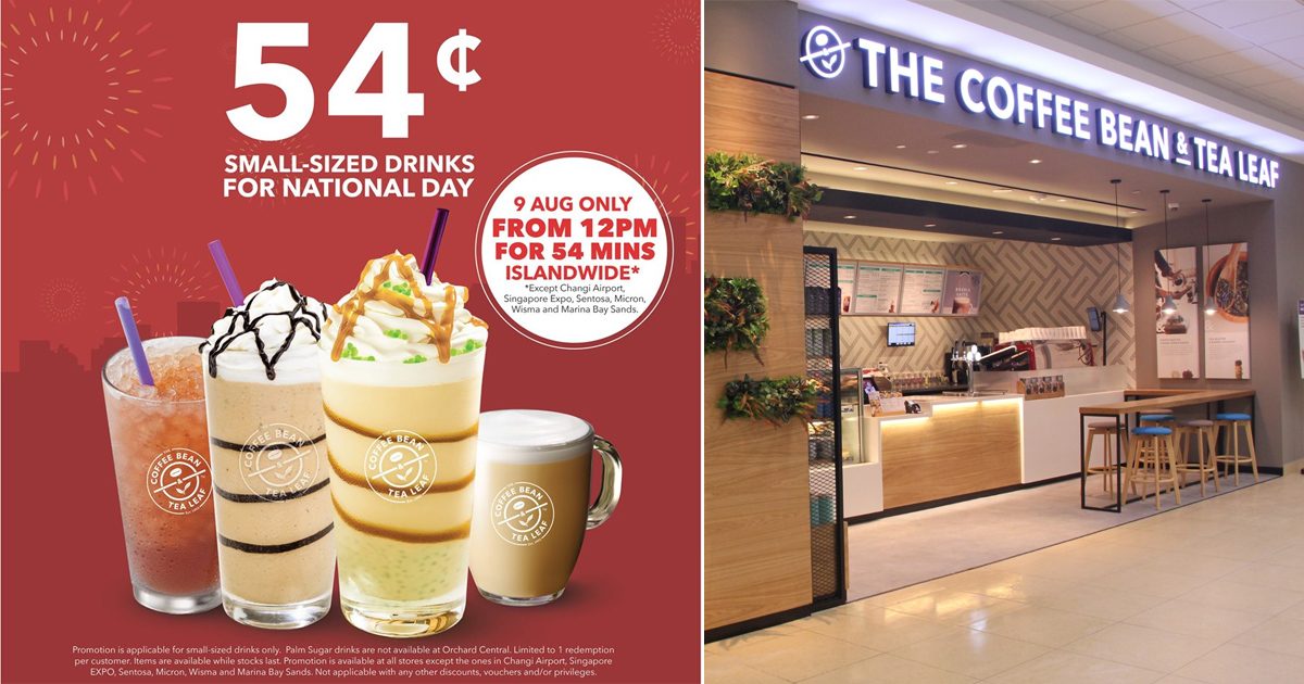 Coffee Bean celebrates National Day with S$0.54 drinks for only 54 minutes