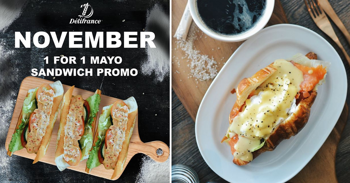 Delifrance Singapore offering 1-for-1 promotion for Mayo Sandwich till 29 Nov 2019