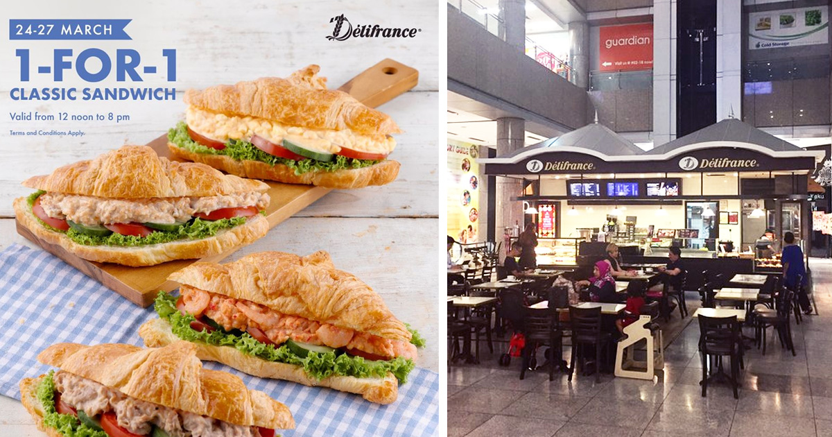 Delifrance offering 1-for-1 classic sandwiches from now till 27 March 2020