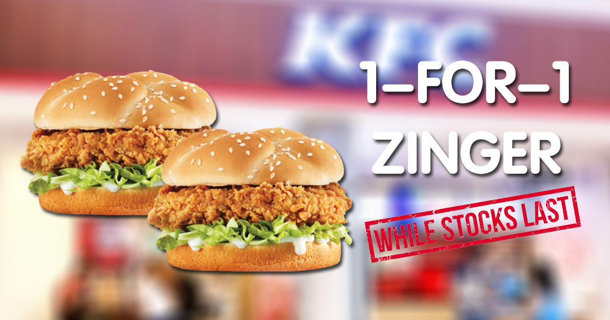 1-FOR-1 Zinger Burger for DBS/POSB Cardholders when you order KFC Delivery