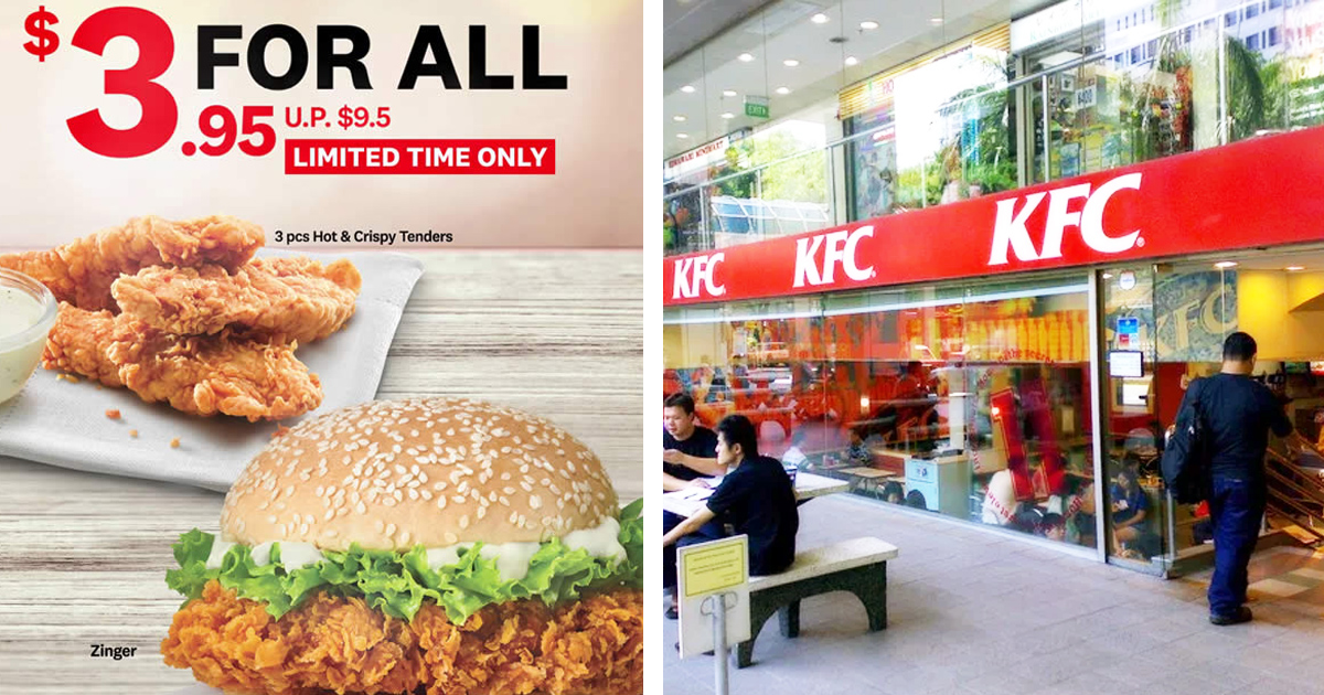 KFC Offering S$3.95 for Zinger Burger and 3 Hot & Crispy Tenders from today