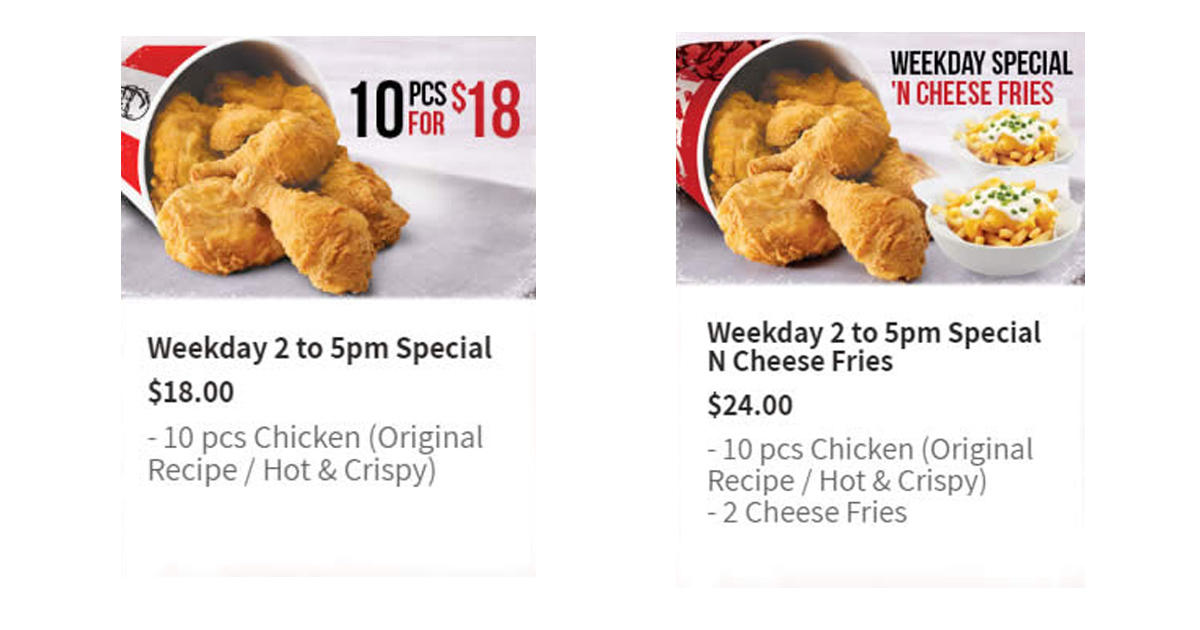 KFC Delivery offers 10 piece chicken for only S$18 | Mustvisit.sg