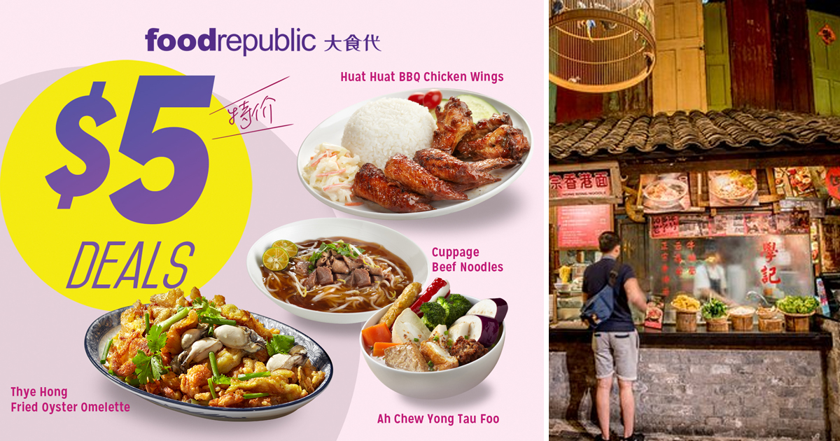 Food Republic food stalls offering S$5 meals