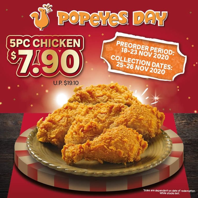 Popeyes celebrates Popeye's Day with 5 piece chicken at S7.90, UP S
