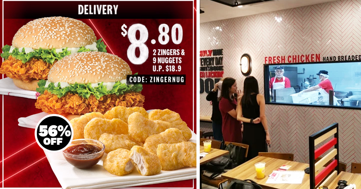 KFC Delivery Offers S$8.80 deal for two Zinger Burgers and 9 Nuggets, promotion ends 31 Jan 2021