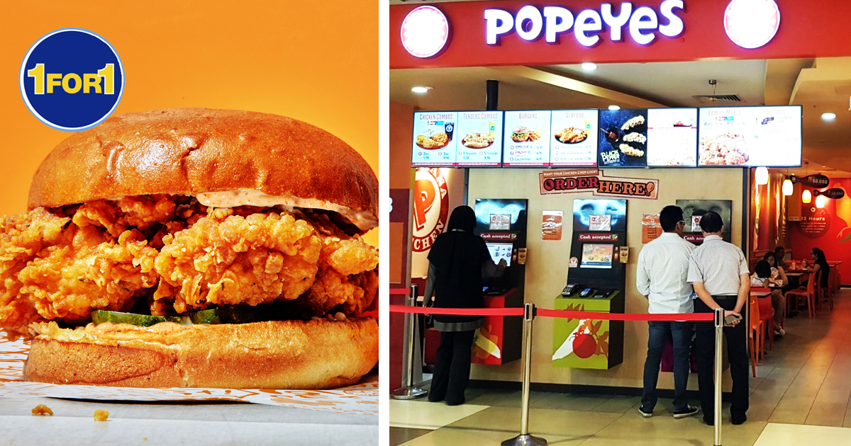 Popeyes S’pore 1-FOR-1 ALL DAY DEALS  on Burgers, Chicken and more, ends 30 Apr 2021