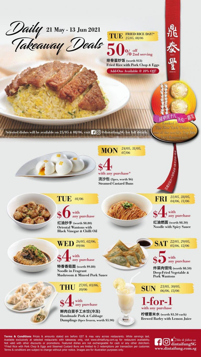 Din Tai Fung launches daily takeaway deals, including S$4 Fragrant ...