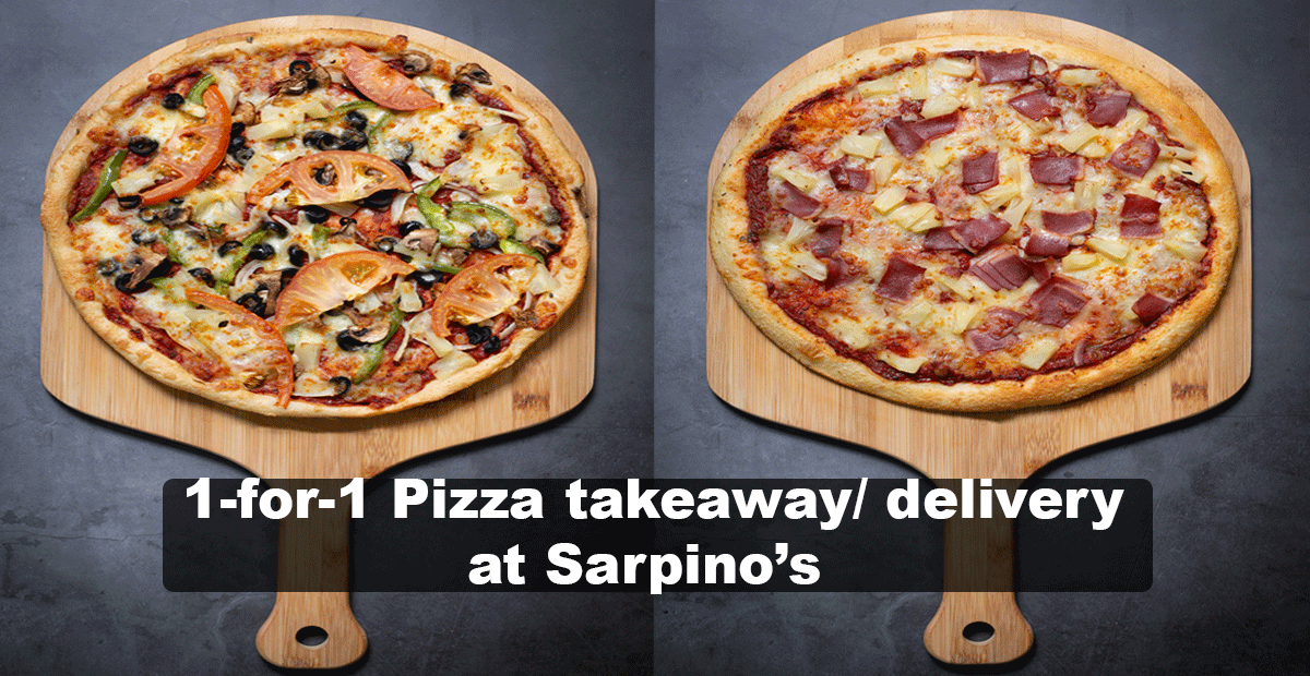 Enjoy a 1 for 1 Sarpino’s pizza for both delivery and takeaway, with many flavours to choose from