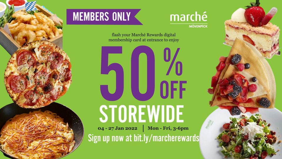 Marche offers 50% off storewide till 27 January 2022, great for New Year gatherings