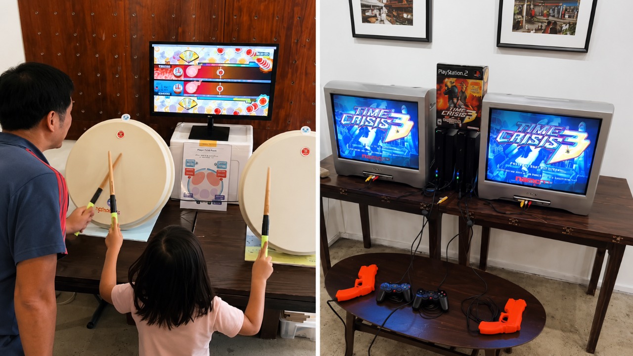 Retro gaming event in Singapore with classic consoles and CRT TVs
