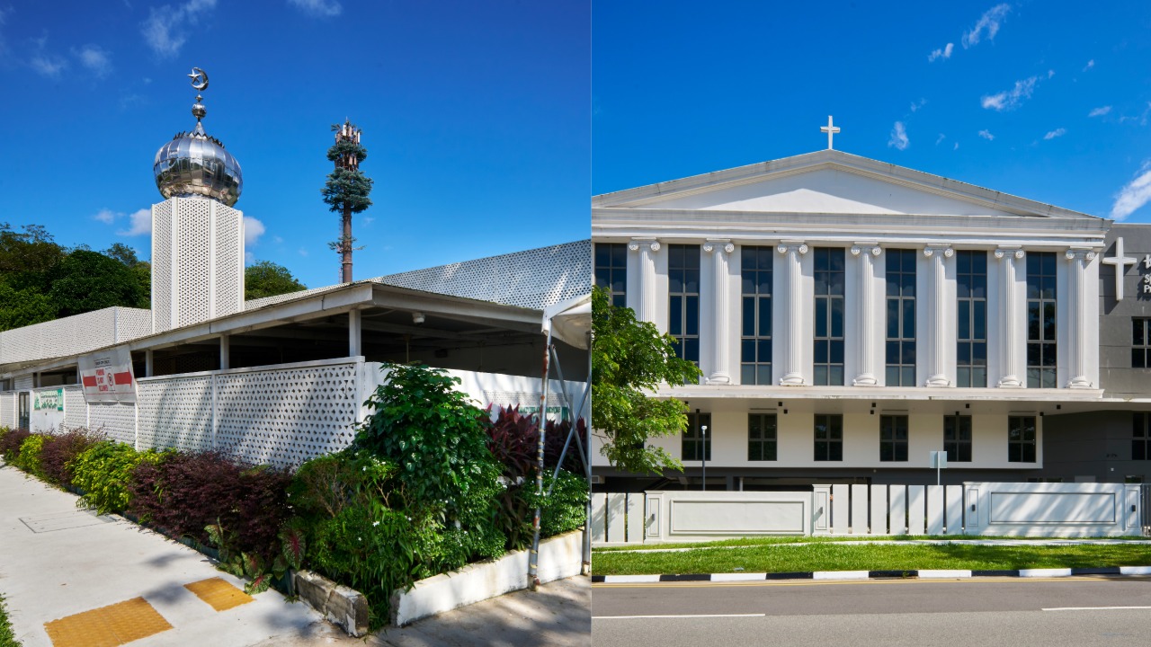 Masjid Ahmad Ibrahim and Spiritual Grace Presbyterian Church in Yishun