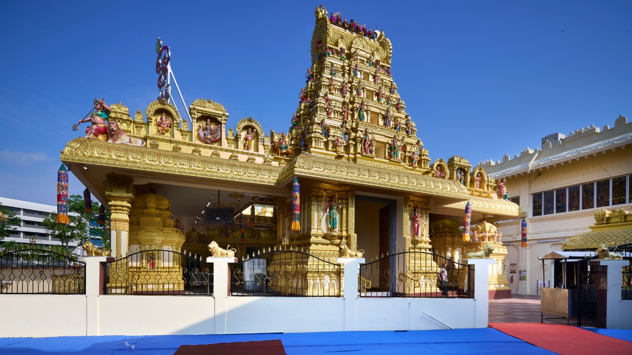 Gold exterior of Sree Maha Mariamman Temple in Yishun